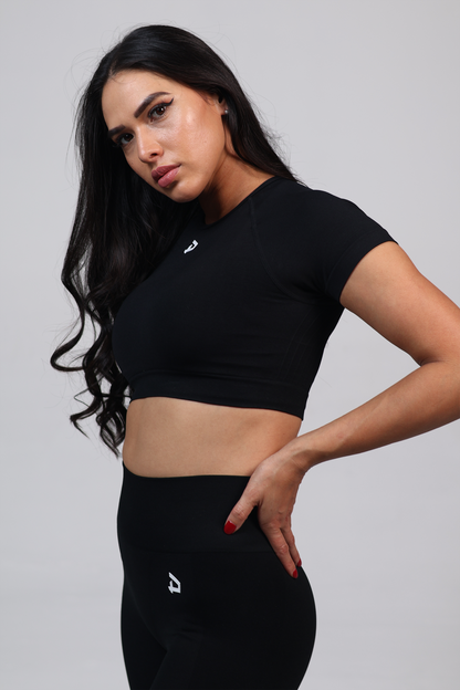 Athena Seamless Crop Top - Black