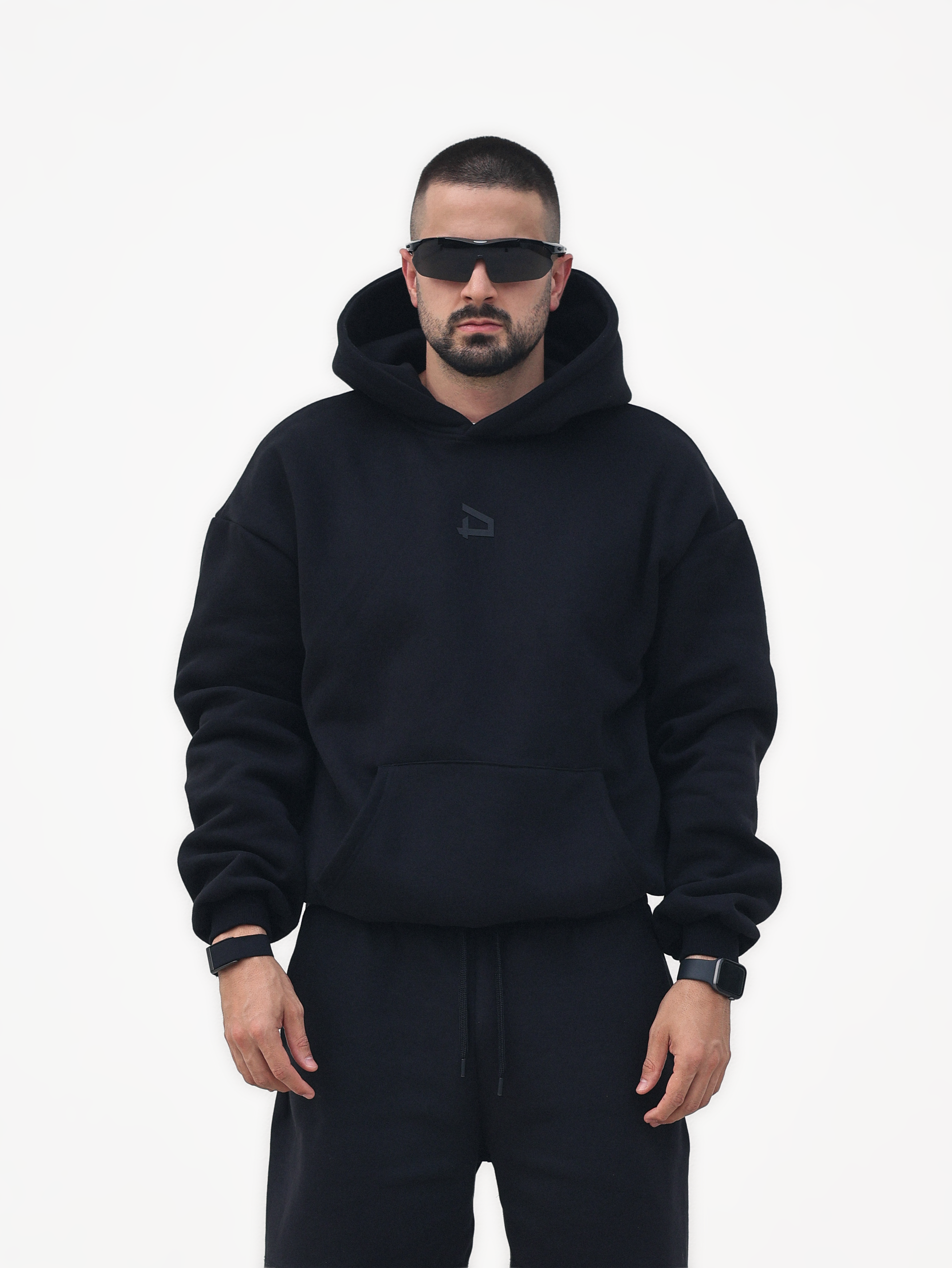 Logo Oversized Hoodie - Black